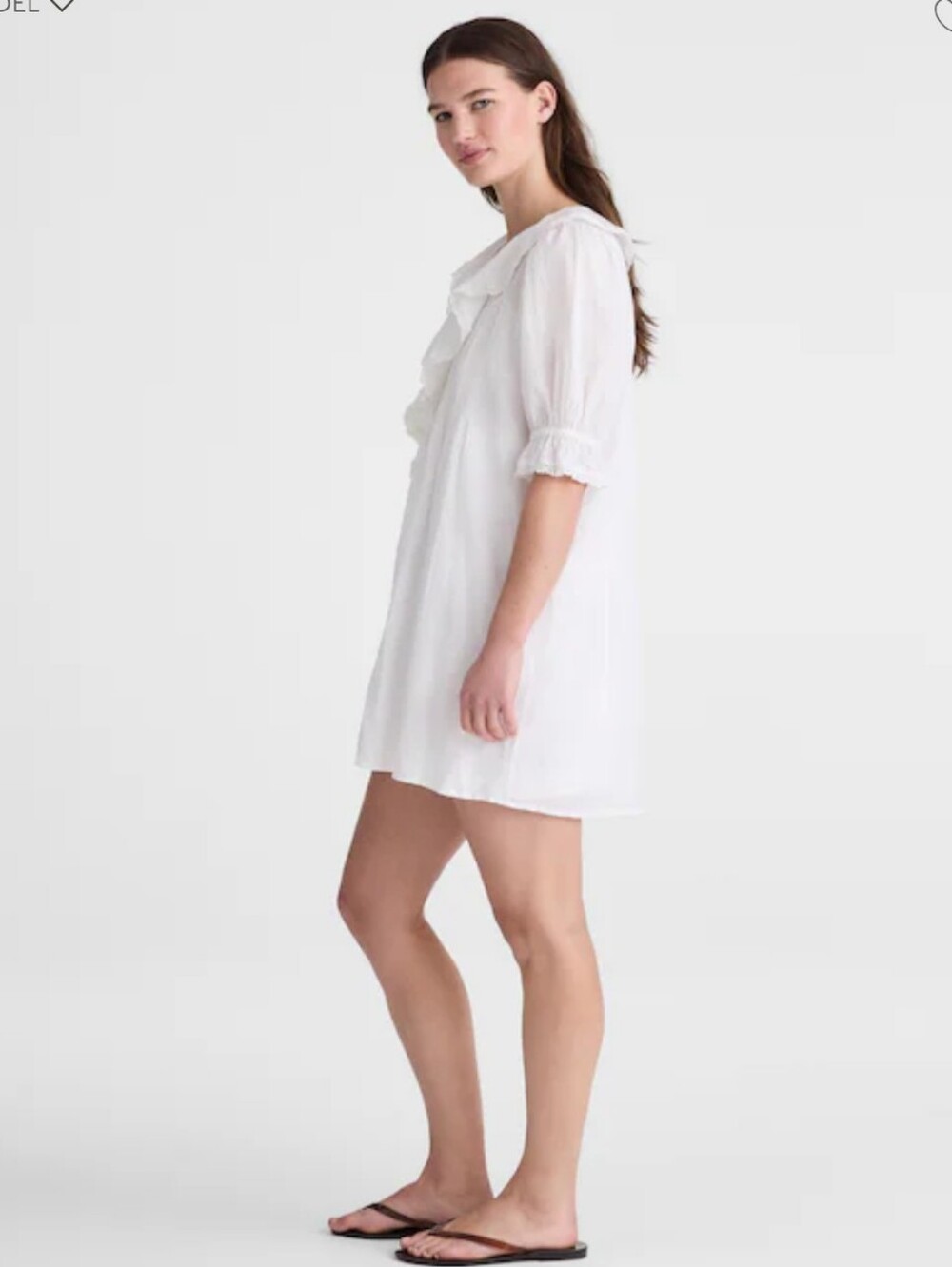 NWT Madewell Blaire Mini Dress White Cotton Voile Lined Short Sleeve Size L - Picture 9 of 11